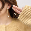 Silver needle, earrings, design goods from pearl, silver 925 sample, simple and elegant design, trend of season