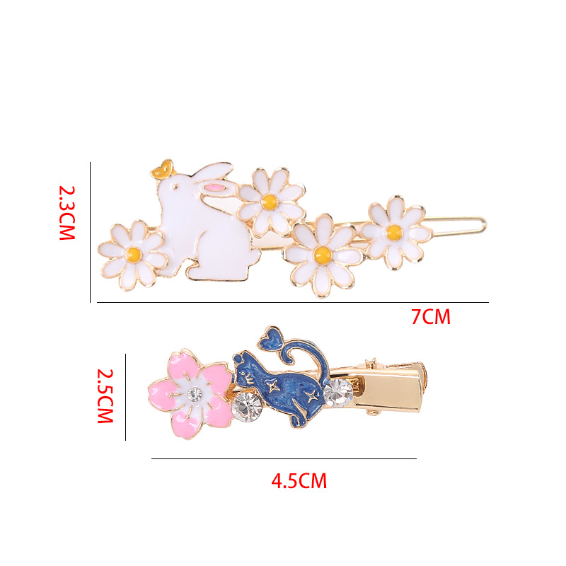 Cartoon Style Rabbit Cat Metal Inlay Artificial Pearls Rhinestones Hair Clip display picture 6