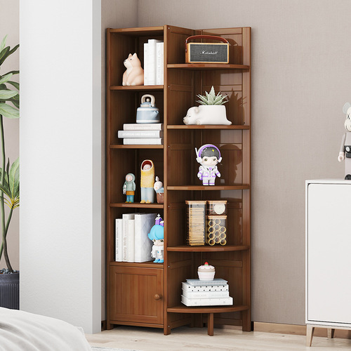 Wholesale corner bookcase floor-to-ceiling living room storage cabinet wall corner corner storage rack triangle room corner cabinet corner