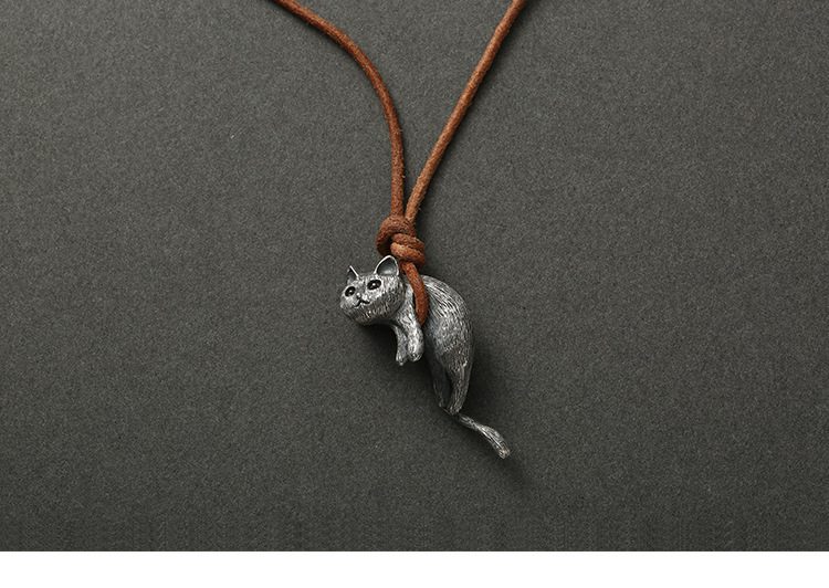 Lindo Retro Gato Cobre Collar Colgante display picture 1