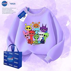 NASA儿童潮流节奏盒子落肩加绒长袖休闲秋冬款男童新款卫衣上衣