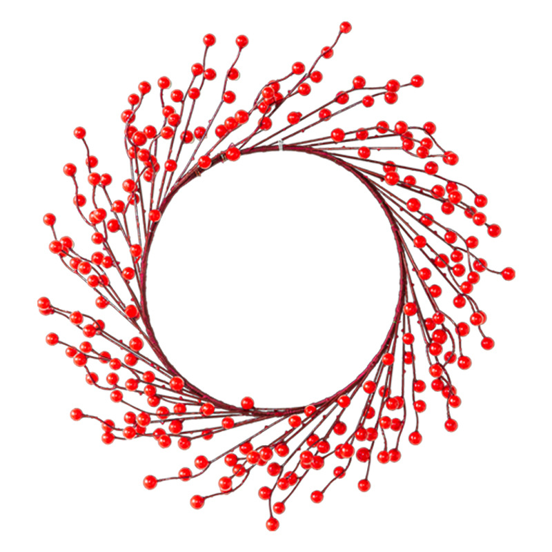 Decoraciones de Navidad baya roja Garland ratán anillo de ratán decoración de Año Nuevo puerta y ventana colgante diseño de vacaciones