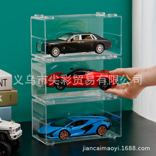 1:24 Car Model Display Case with Transparent Dustproof Design, Children's Alloy Car Model Storage and Display Cabinet, Stackable Display Cabinet