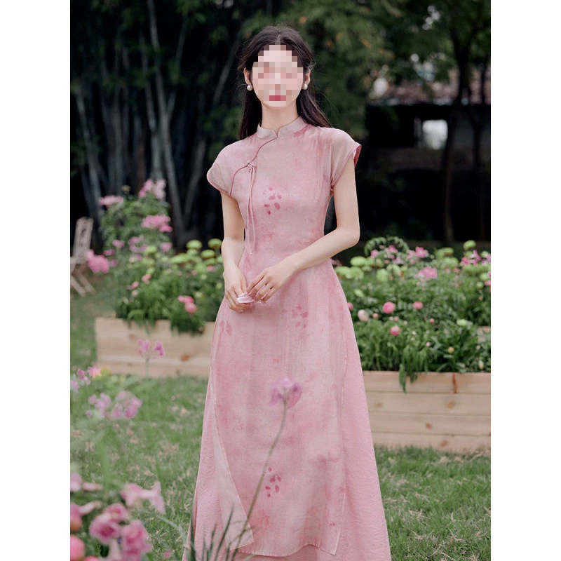 J1D Новое чайное платье в китайском стиле Zen Ao Dai Cheongsam Tea Artist Set Художественное платье Cheongsam в национальном стиле на год.