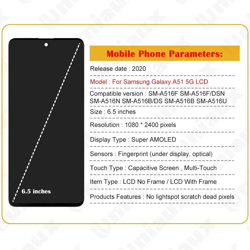 Подходящий для Samsung A51 5G / A516 сборка дисплея OLED LCD внутри и снаружи интегрированный экран
