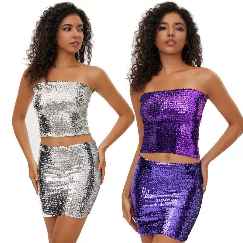 Костюм для танца живота с пайетками, эластичный, с юбкой-полусолнце и топом с пайетками, сексуальный танцевальный костюм для Хэллоуина