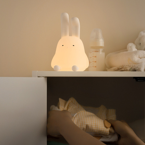 Fold-eared Rabbit Night Light USB Rechargeable Dimming Pat Lamp Children's Creative Gift Bedside Timing Pat Silicone Lamp