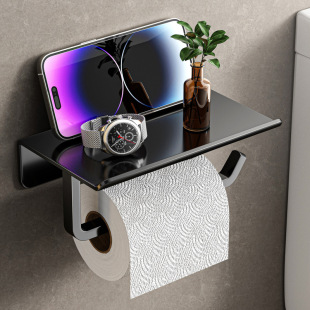 Tissue box bathroom roll paper holder no punching 304 stainless steel mobile phone storage rack toilet paper towel holder hotel 3