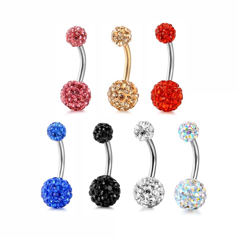 Fashion Round Stainless Steel Plating Zircon Belly Ring 1 Piece display picture 1
