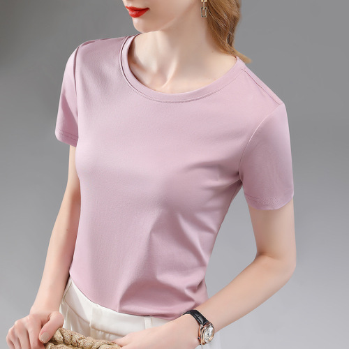 Women's Square Neck Short Sleeve T-Shirt 2025 Summer New Arrival High-End Pink Top Casual Short T-Shirt