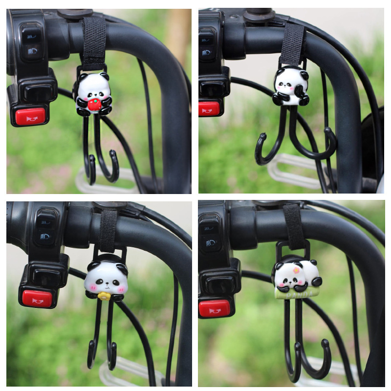 Gancho para coche eléctrico Gancho para colgar para motocicleta de carga universal delantero Gancho para llevar lindo panda