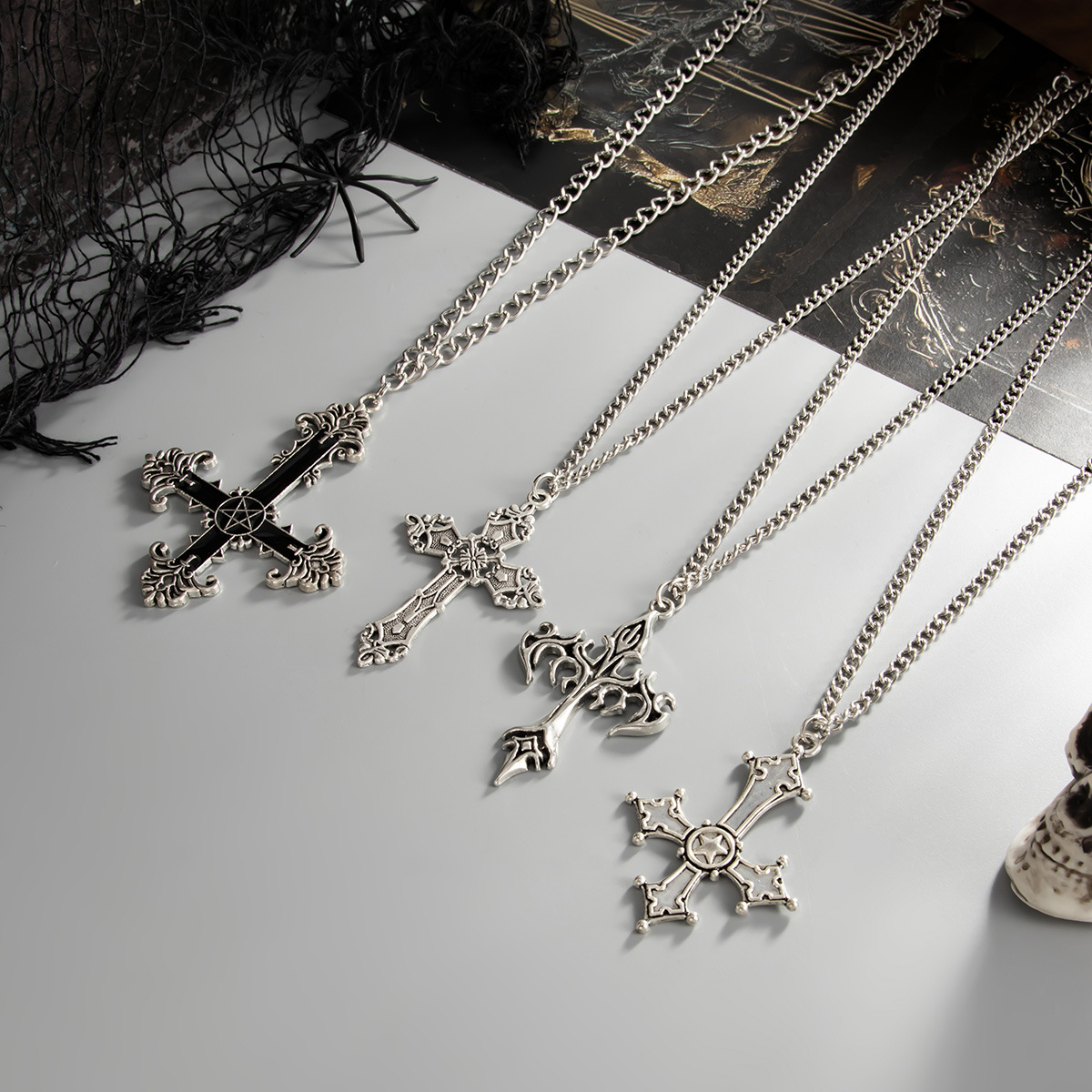 54g Weight Iron Pendant Material Layered Necklaces Classification Iron Chain Material 1 Piece Quantity Weekend Occasion Iron, Zinc alloy Material Cross Pattern Women's Gender Simple Style, Classic Style Style Dark Punk Cross Pendant Necklace Set For Women Exaggerated Stacking Cool Sweet Clavicle Chain Jewelry Geometric Pattern Alloy Zinc 17