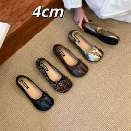 2026秋季新款百搭蝴蝶结鞋女分趾内增高软底复古气质女单鞋