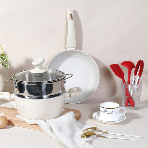 Medical stone pan, non-stick frying pan, wok, pancake, omelette, food supplement, small soup pot, steamer, induction cooker, universal