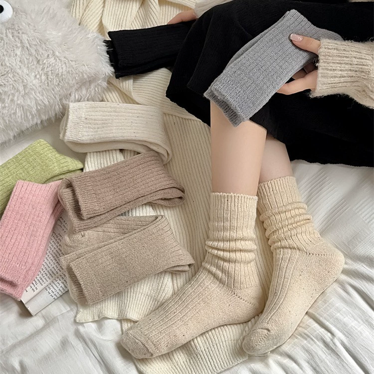  Velvet warm demi-season Japanese knee socks, mid-length
