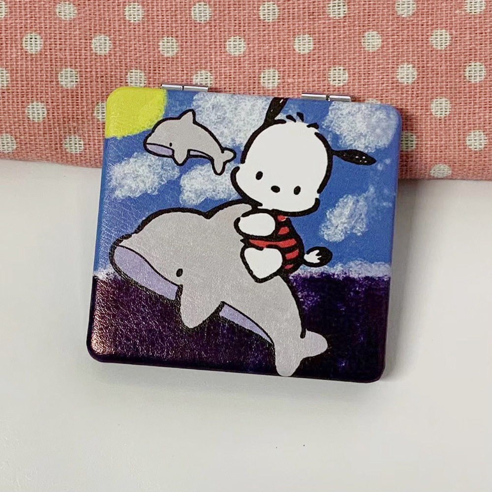 Nuevo perro Pacha osos de fresa doble cara plegable espejo de maquillaje tienda en línea tienda de espejo pequeño fábrica al por mayor