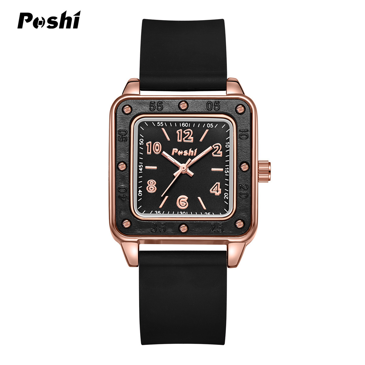 Correa de silicona reloj de cuarzo para mujer moda simple nuevo POSHI pulsera cuadrada estudiante versátil reloj de mujer