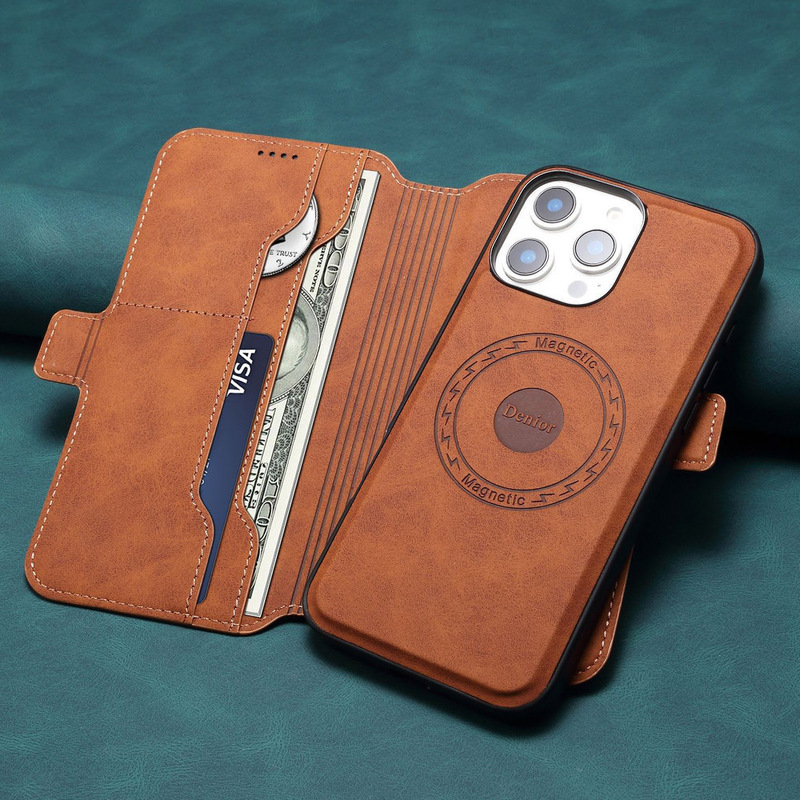 Suitable for Apple Iphone16Promax Magsafe Detachable Card Wallet Holder S25Ultra Leather Case