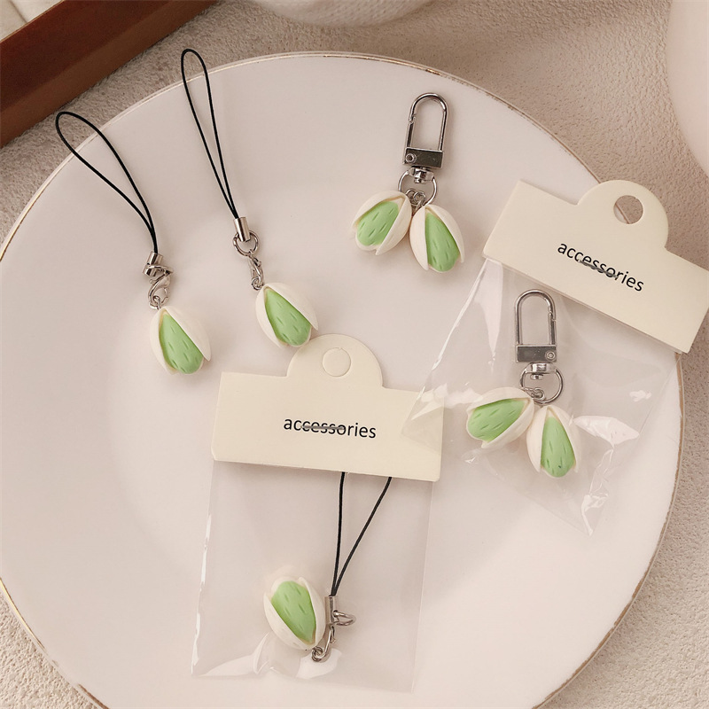Serie de comida creativa Bolsa de pistacho Colgante Llavero Cadena colgante Mochila personalizada Colgante pequeño Colgante para teléfono móvil