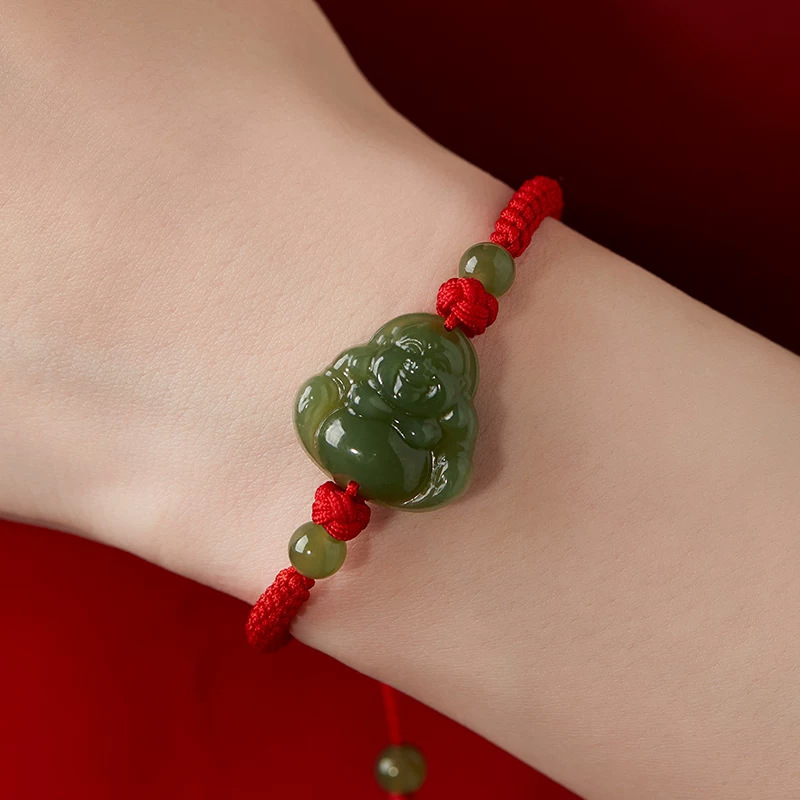 Maitreya Buddha Bracelet with Red String, Adjustable for Men and Women, Featuring a Smiling Buddha, Good Luck Charm for the Year of Birth, Couple's Gift Maitreya Buddha Bracelet with Red String, Adjustable for Men and Women, Featuring a Smiling Buddha, Good Luck Charm for the Year of Birth, Couple's Gift