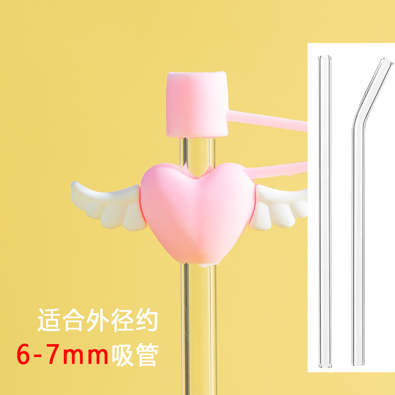 Tapa de paja de vidrio a prueba de polvo protección del medio ambiente linda chica tapa de paja accesorios universales enchufe a prueba de polvo enchufe de polvo de dibujos animados