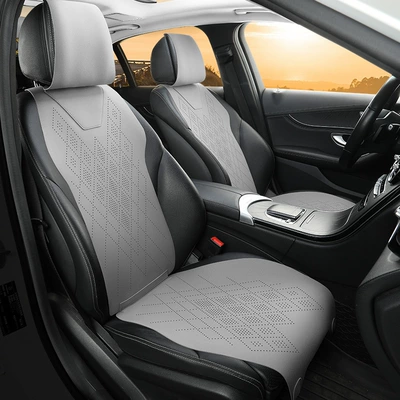 Car Seat Cushion, Universal for All Seasons, Suede Saddle Cushion, Breathable and Wear-Resistant Suede Perforated Seat Cover, Single Piece Small Waist (Four Seasons Pad) - jyz-02-light-gray-1-square-mat