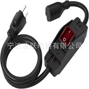 Extension Cord with Switch On/Off Waterproof Switch Heavy Duty 125V/250V Black