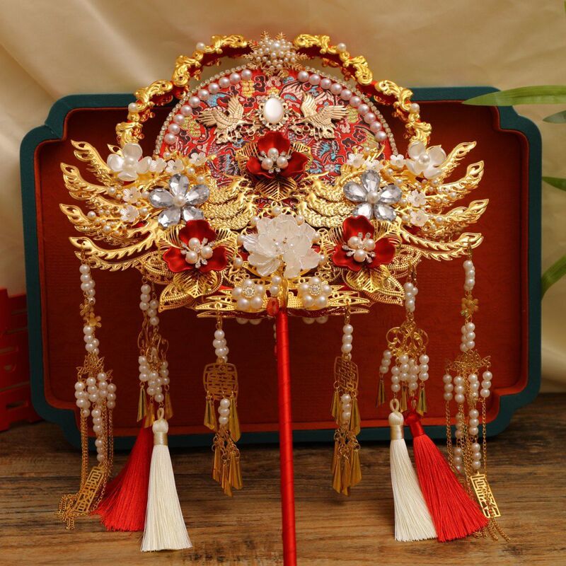 団扇両面古典的な2色の花嫁への結婚祝い手作りDIY素材パッケージ重工業ウェディングファン完成品|undefined