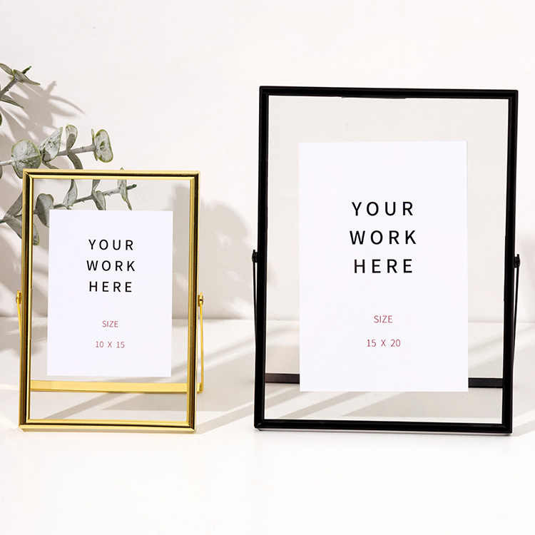 Simple ins style metal photo frame table glass transparent photo album decoration high-level 6 inch 7 inch 8 inch a4 photo frame
