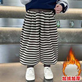 男童加绒裤子冬季2025新款洋气宝宝加厚束脚裤韩版儿童冬装休闲裤