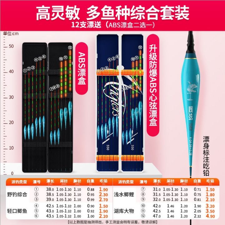 Conjunto completo de alta sensibilidad flotante llamativa gruesa flotante ligera boca cruces flotante pesca fábrica de cadena de suministro comercio mayorista