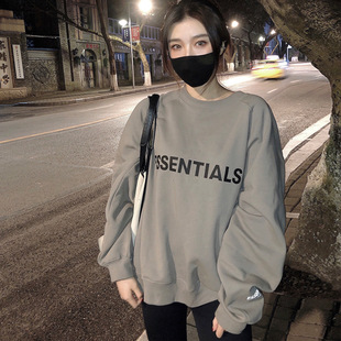 FOG ESSENTIALSZONE Silicone Letter Crewneck Pullover Sweatshirt for Men and Women Couple High Street Fashion Brand