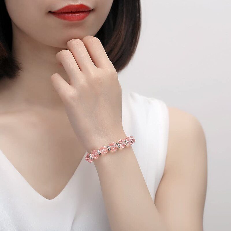 European and American Amazon Carved Elastic Pink Beaded Medical Id Card Bracelet Interchangeable Medical Alarm Bracelet