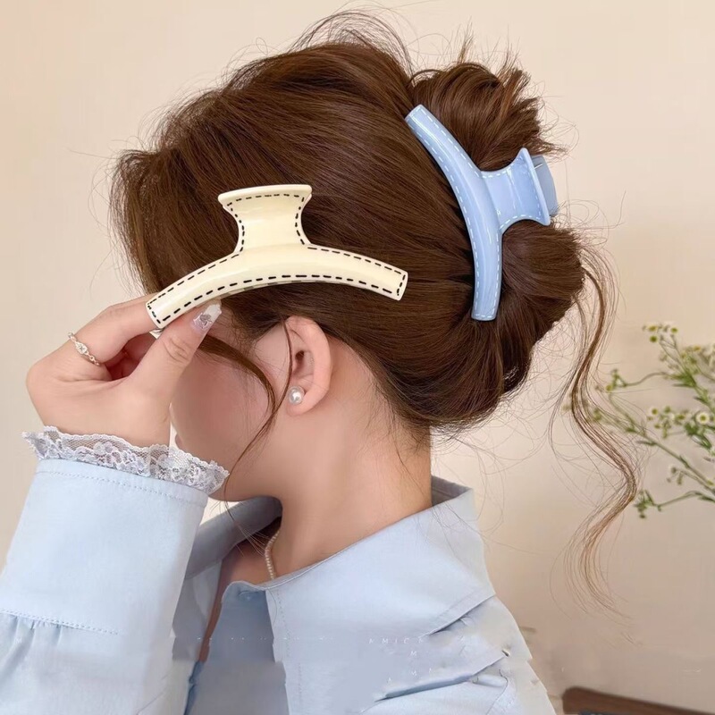 Korean-Style Fresh Yellow Dotted Line Hair Clip for Women, Summer High-End Sense, Niche Versatile Hair Accessory Clip for Thick Hair