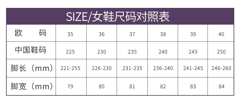 尺码表