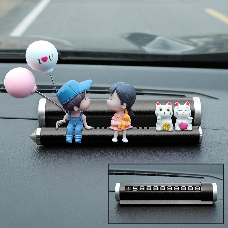 Matrículas de estacionamiento temporal de automóviles, decoraciones interiores de automóviles, personalidad linda, suministros creativos para automóviles, placas de teléfono de automóviles móviles
