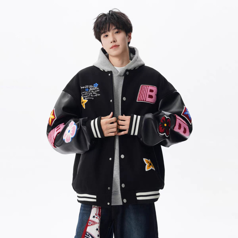 American-Style Color-Blocking Baseball Jacket for Men, Autumn 2025, Jersey Style, Embroidered, Cool High Street Casual Couple's Jacket