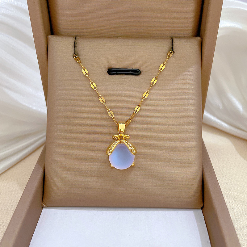 Aurora Bee Marienkäfer Mikro-Einlegearbeit Echtgold-Halskette Damen Transferperlen Schlüsselbeinkette im Internet-Promi-Stil mit Accessoires_voghion.com