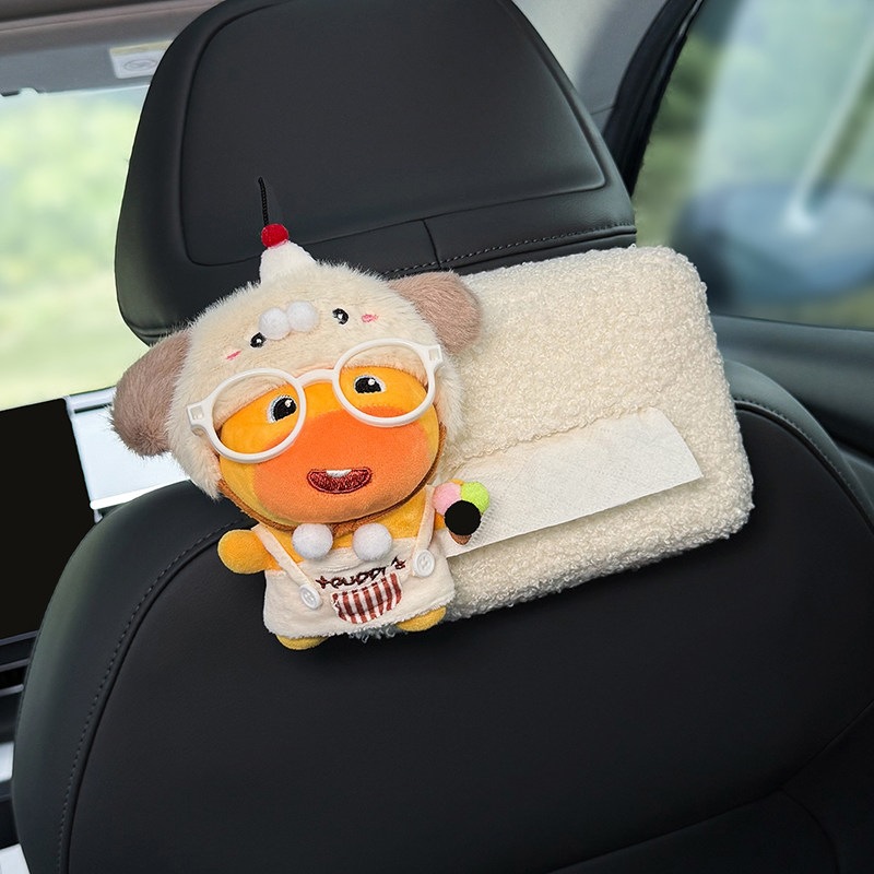 2026 Car-mounted tissue box, hanging tissue bag for car, Lulu car headrest tissue box, front and rear row decoration for goddesses