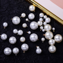 跨境简约高亮仿珍珠合金配件吊坠 圆形珍珠挂件diy饰品材料批发