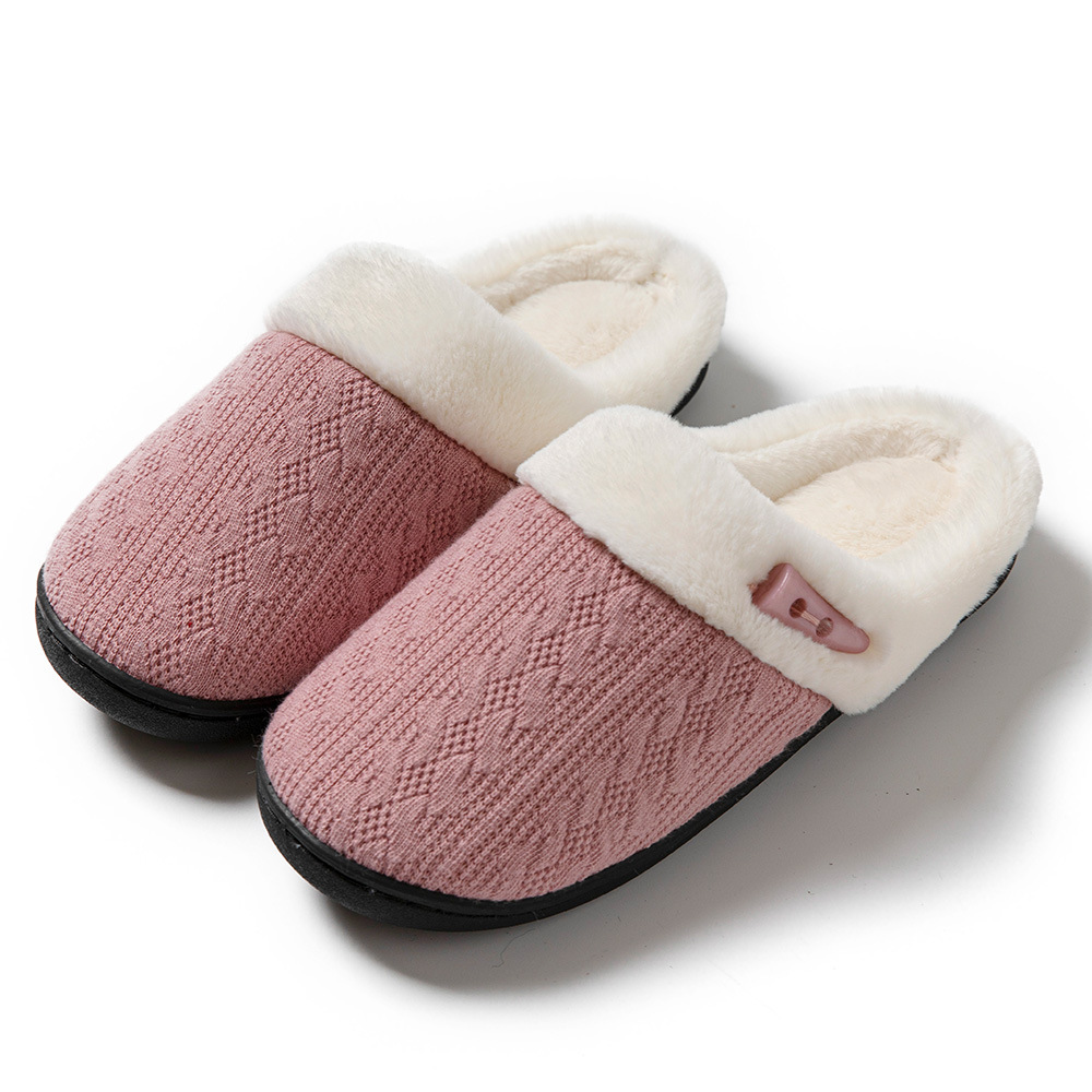 Pantuflas de felpa para uso doméstico, venta al por mayor transfronteriza, pantuflas de algodón cálidas con suela gruesa para otoño e invierno.