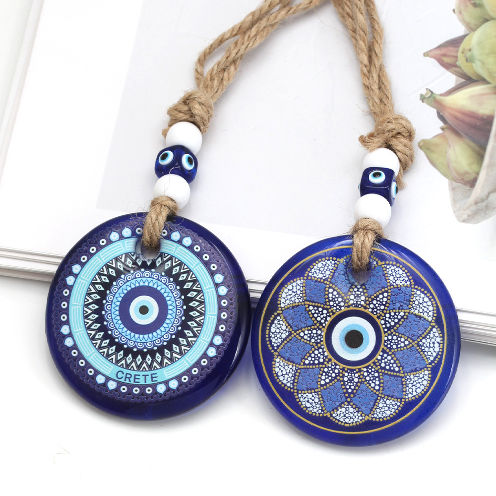 138g Weight Bag Pendant, Keychain Classification 1 Piece Quantity Holiday, Daily Occasion Glass Material Devil's Eye Pattern Unisex Gender Retro, Classic Style Style Retro Classic Style Devil's Eye Glass Unisex Bag Pendant Keychain 12