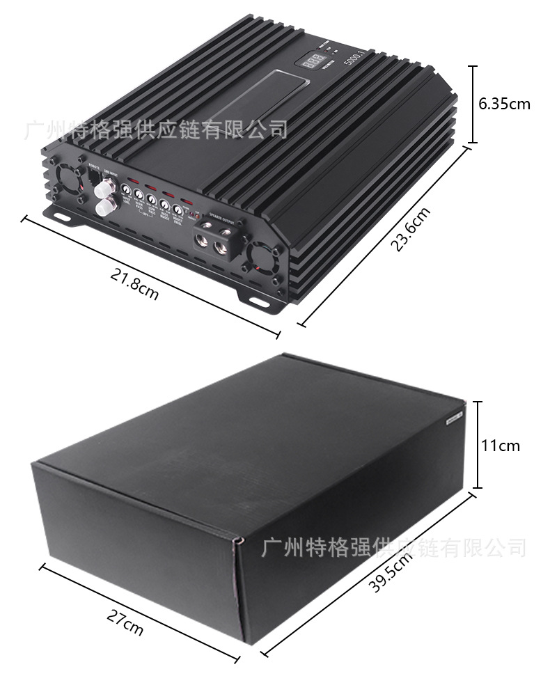 Car-mounted high-power Class D single-channel amplifier 5000W for driving subwoofers, with voltage display, for car audio modification