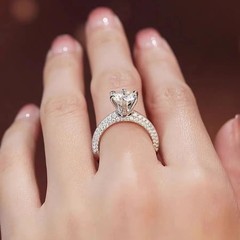 莫桑石ドリル一カラットカップルプロポーズ六爪指輪輸入半壁江山金メッキ女戒ソース卸売り