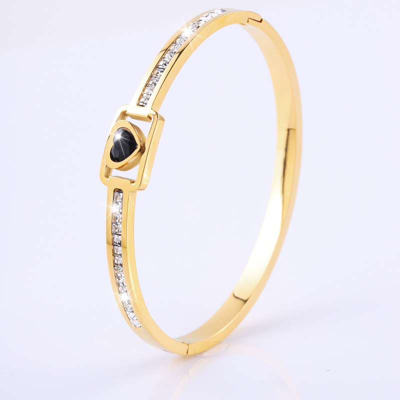Brazalete de acero de titanio lujoso ligero amor de tendencia brazalete de zircón universal mujer explosión transfronteriza nicho pulsera de alto nivel image 9
