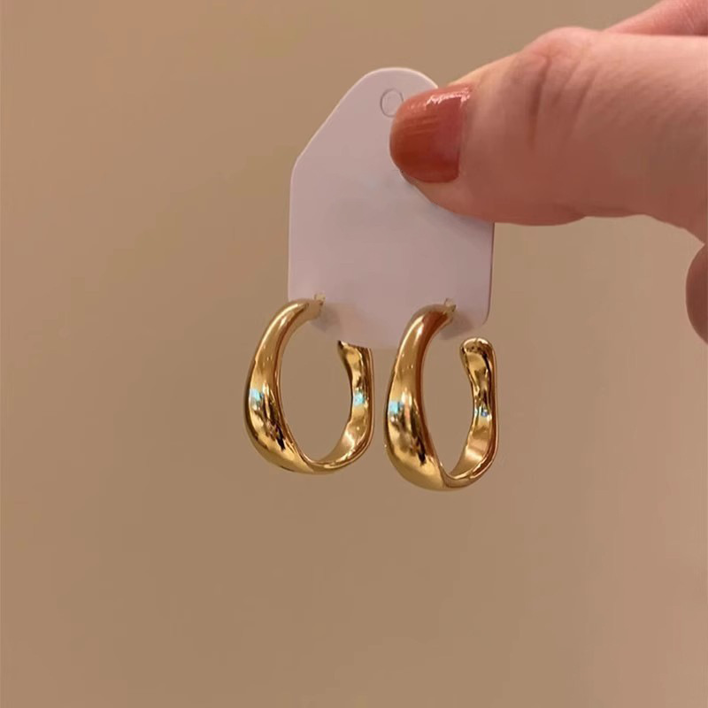 Cold Style Fashion Commuter Piece Ring Earrings Niche Design Advanced Sense Geometric Earrings Earrings Women's 925 Silver Needle