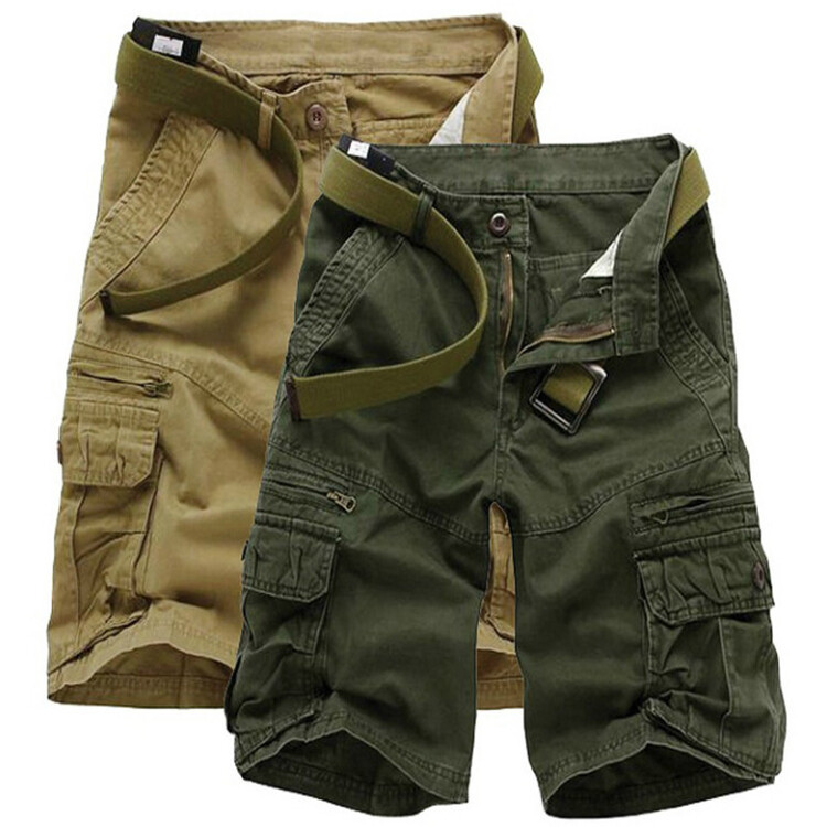 Cross-Border E-Commerce Hot-Selling Multi-Pocket Casual Loose Cargo Mid-Length Pants Casual Five-Point Pants Men's Pants Factory Direct Sale