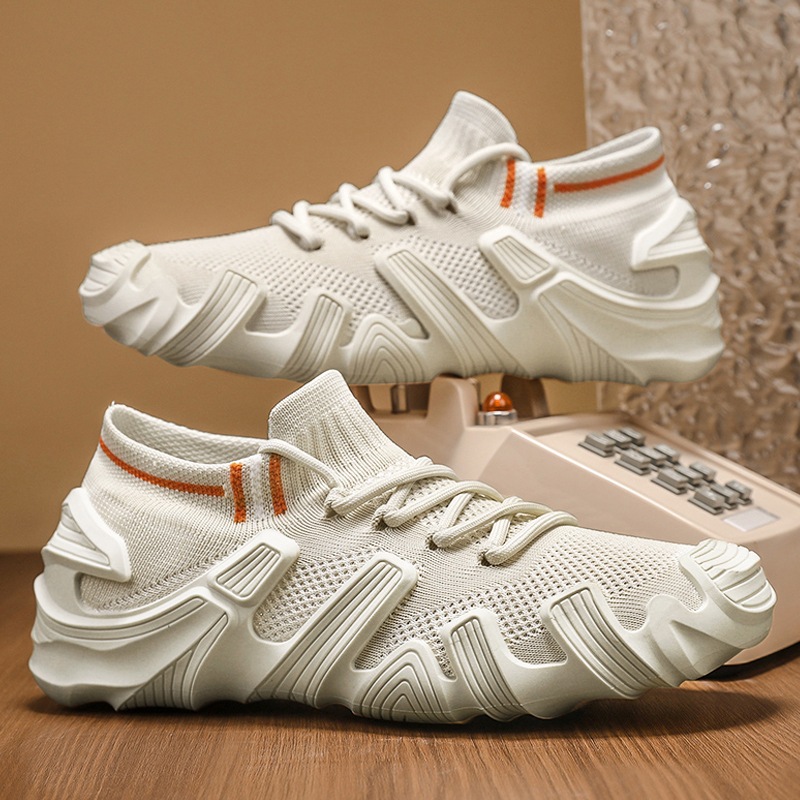Primavera y verano zapatos textiles de hombre calcetines transpirables zapatos deportivos casuales para hombres 2025 zapatos de moda para estudiantes