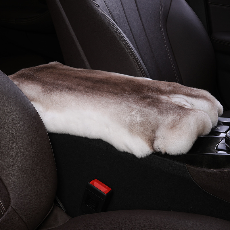 Armrest box pad — Universal Car Armrest Box - gray-original-color-high-quality-whole-rex-rabbit-skin