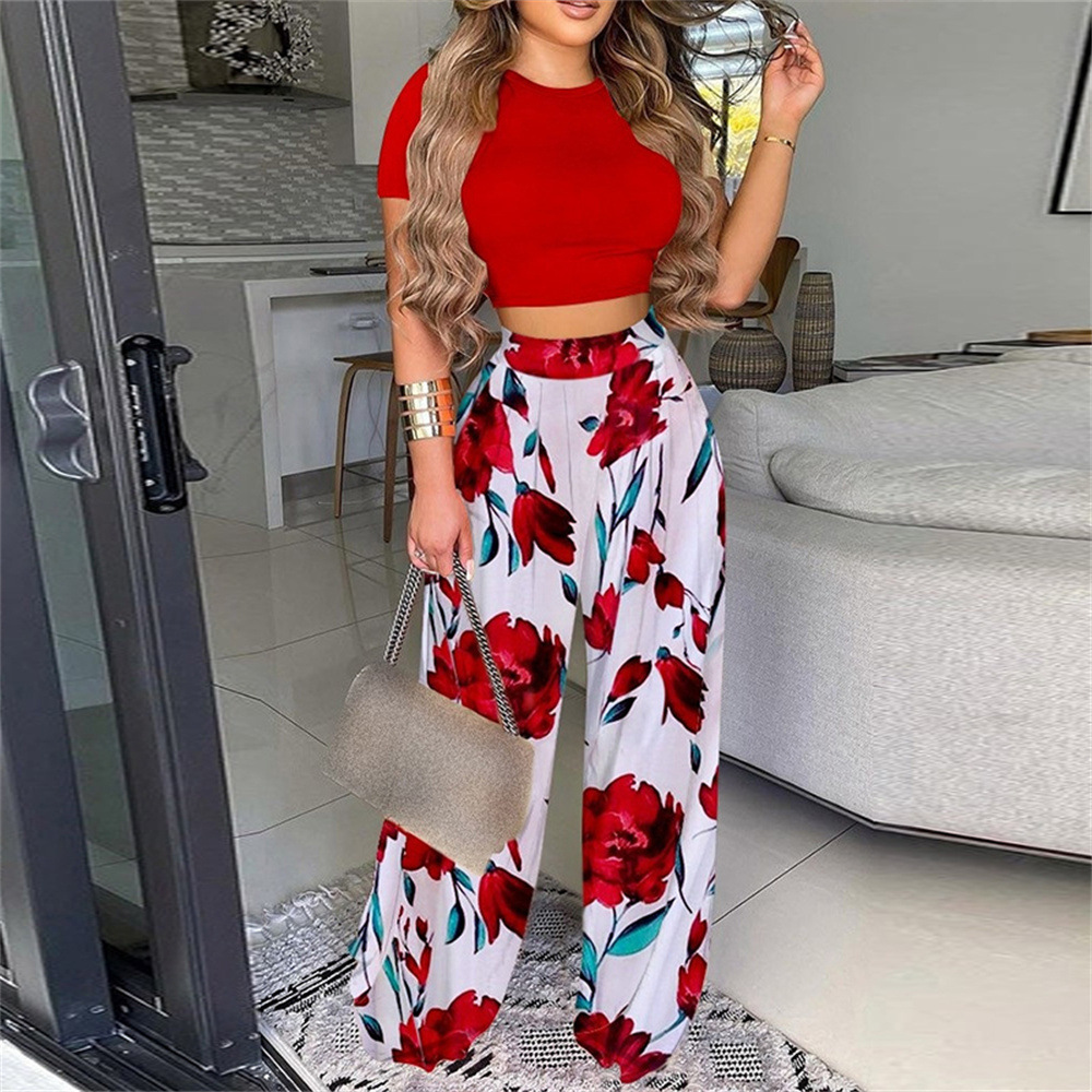 Women's Fashion Flower Polyester Printing Pants Sets display picture 1